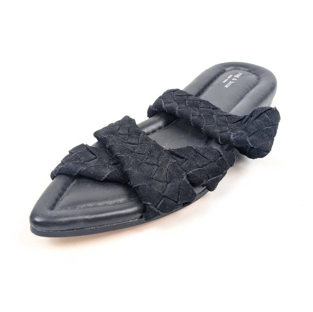 Rag & Bone Lewis Black Leather Woven Pointed Toe Sandals Size EU 36